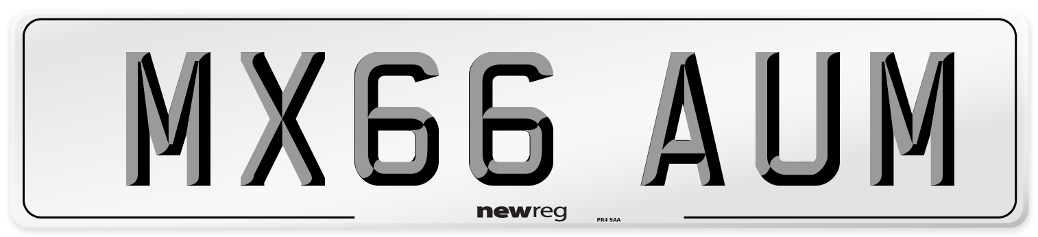 MX66 AUM Number Plate from New Reg